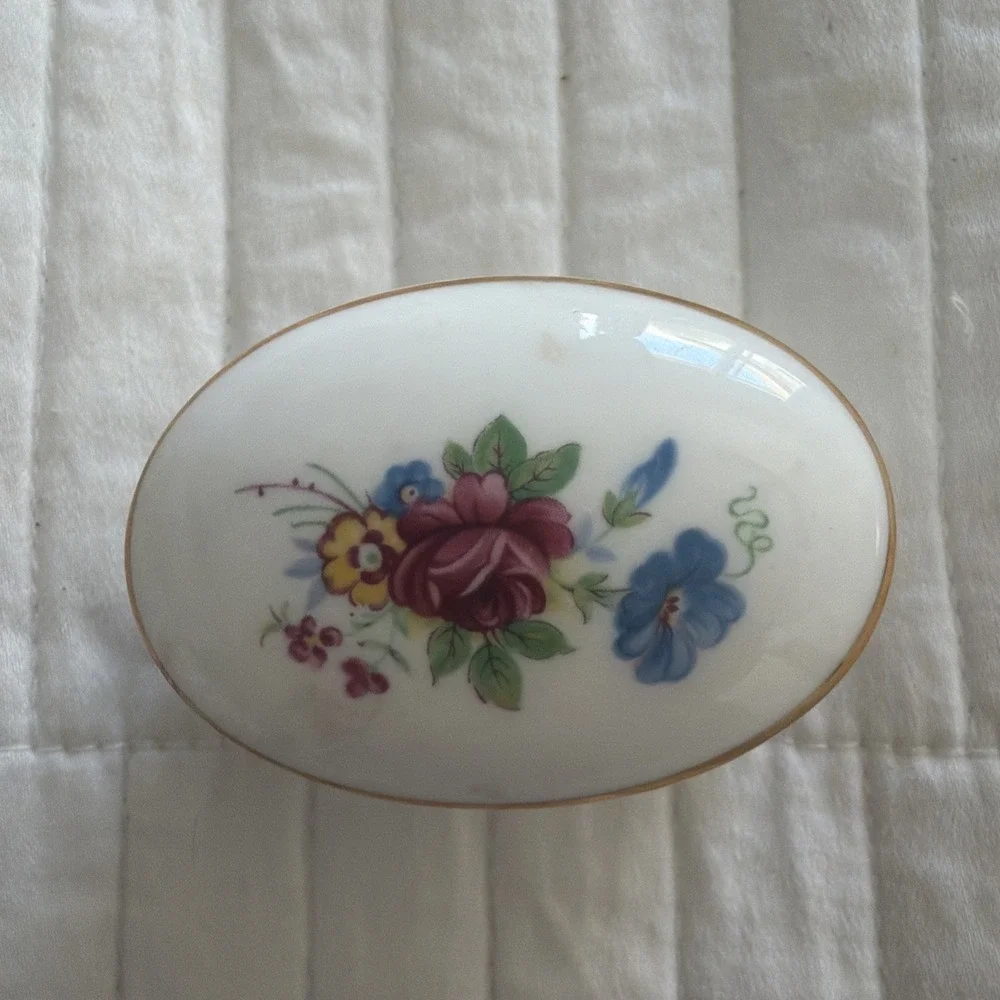Royal Grafton Fine Bone China Oval Trinket Dish Floral Gold Trim England